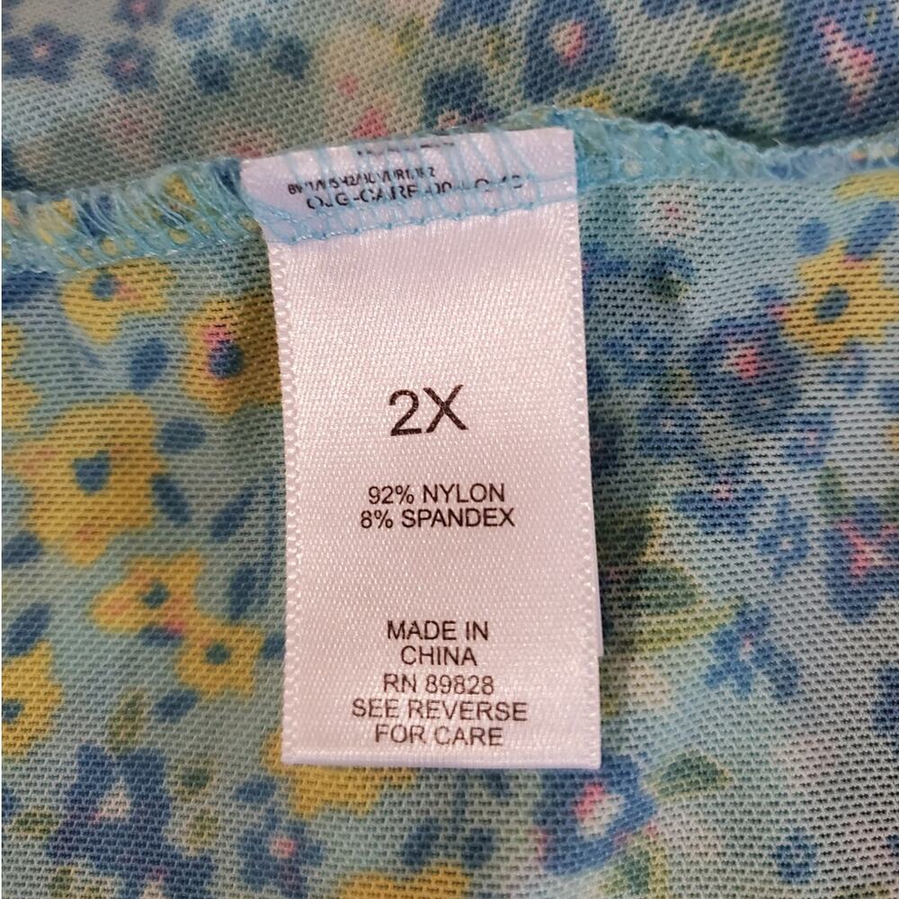 Logo Layers Floral Lightweight Mesh Long Sleeve Top Size 2X Summer Casual Blue - Picture 8 of 11